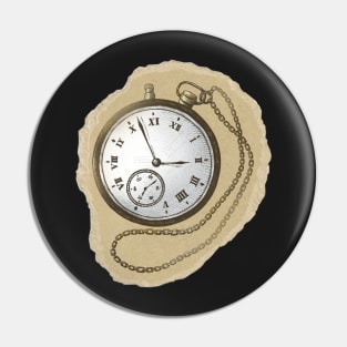 vintage clock cut out sticker Pin