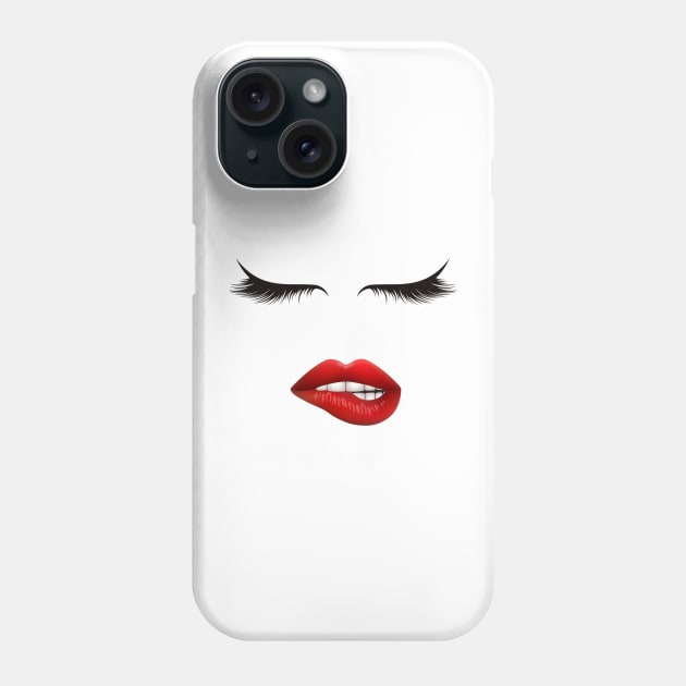 Eyelashes and red lips Phone Case by My Word Art