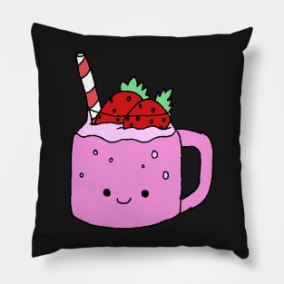 Strawberry Milkshake Kawaii Design Pillow