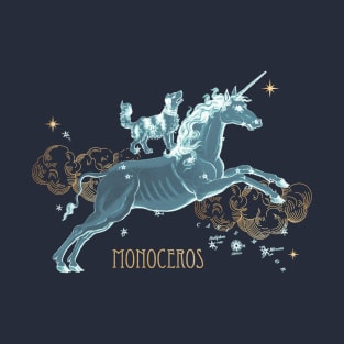 Blue Medieval Unicorn constellation T-Shirt