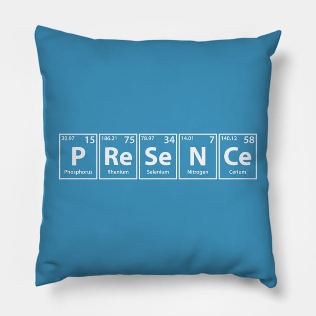 Presence (P-Re-Se-N-Ce) Periodic Elements Spelling Pillow by cerebrands