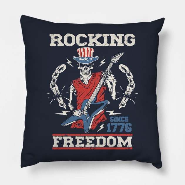 4th of July Rocking Freedom Since 1776 Pillow by Etopix