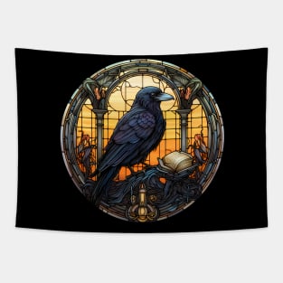 Stained Glass Raven or Crow III Tapestry