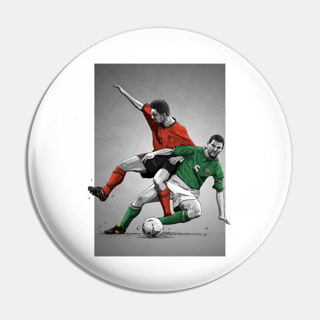 Roy Keane v Marc Overmars  - Ireland v Netherlands Lansdowne Road Artwork Pin by barrymasterson