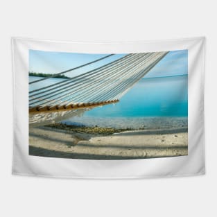 Hammock on tropical island. Tapestry