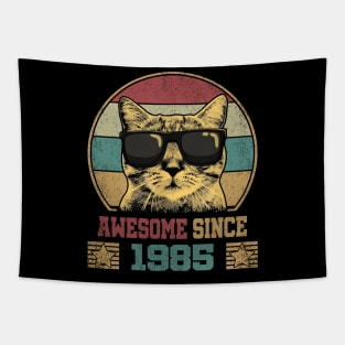 Awesome Since 1985 39th Birthday Gift Cat Lover Tapestry