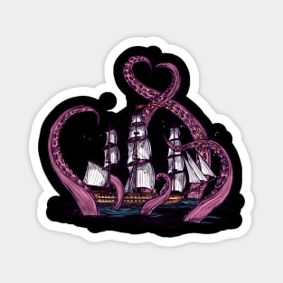 Kracken Attacks Pirate Ship Magnet