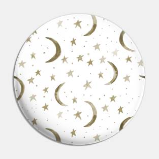 Earthy boho moons and stars - watercolor magic night sky Pin