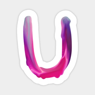 Letter U In Vibrant Watercolor Magnet