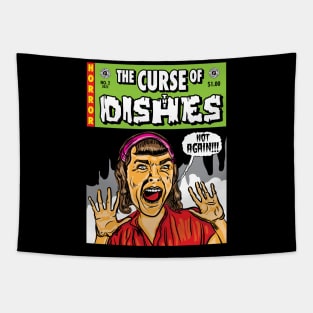 The Curse of the Dishes, Horror Comicbook Cover Tapestry