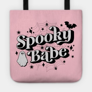 Goth Girl Spooky Babe with Spiderwebs and Kawaii Ghost Tote