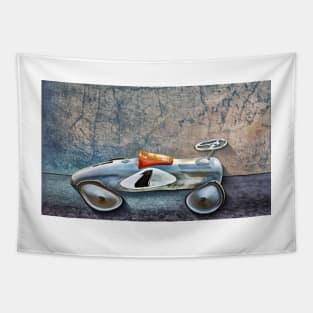 Vintage Silver Toy Race Car Tapestry