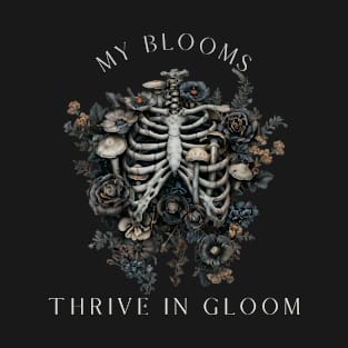 Gothic Ribcage | "Thrive In Gloom" Moody Floral T-Shirt