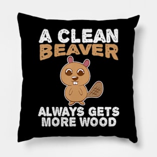 Dirty Adult Clean Beaver Wood Pillow