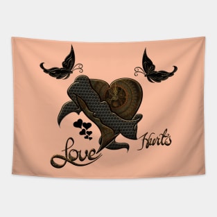 Wonderful elegant steampunk heart with butterflies Tapestry