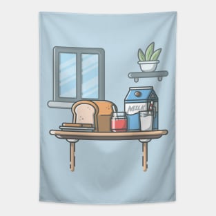 Breakfast time cartoon Tapestry