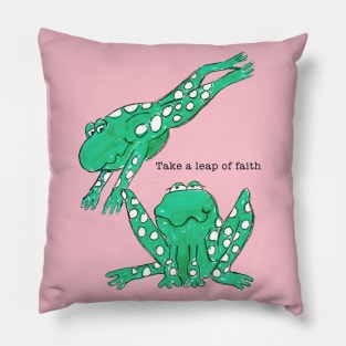 Frogs drawing take a leap of faith Pillow