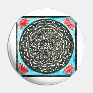 Yin and Yang Watercolor Mandala Pin