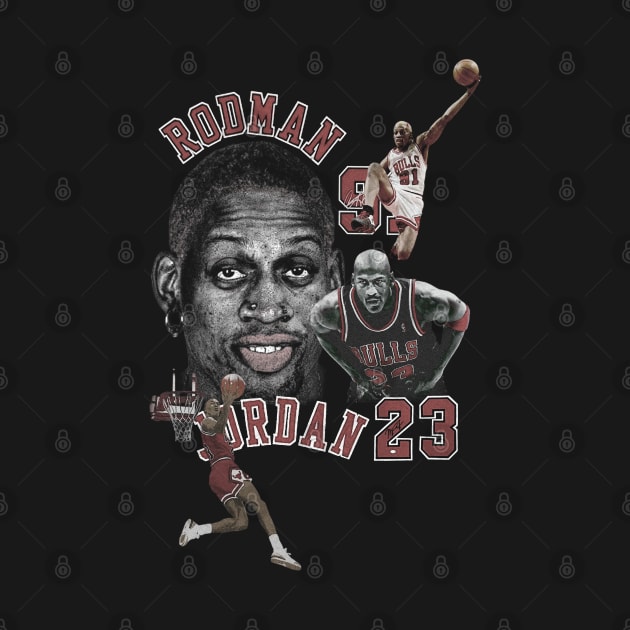Dennis Rodman Bulls 91 & Michael Jordan 23 Vintage by Wkenca Barada