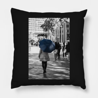 The Lady with the Blue Umbrella 2 Pillow