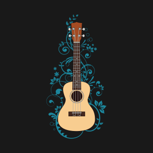 Natural Ukulele Flowering Vines T-Shirt