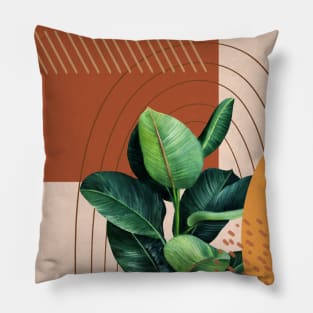 Mid Century Modern Ficus Illustration, Abstract Botanical Illustration Pillow