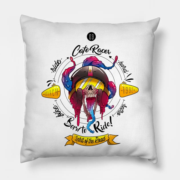 Cafe racer helmet Pillow by cesarmora456