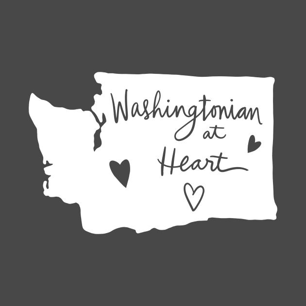 Washingtonian At Heart: Washington State Pride Calligraphy State Silhouette Art by Tessa McSorley