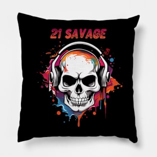 skull 21 savage Pillow