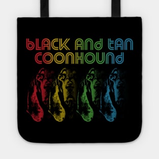 Cool Retro Groovy Black And Tan Coonhound Dog Tote