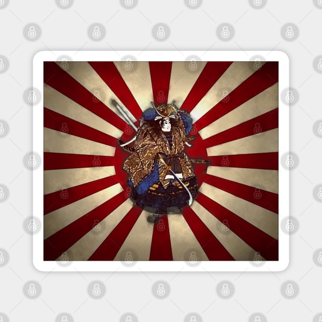 Naginita Samurai over Rising Sun Japan Flag Magnet by SolarCross