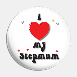 I love my step mum heart doodle hand drawn design Pin