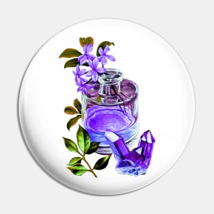 Flowers in a glass bottle and quartz - Artwork Pin