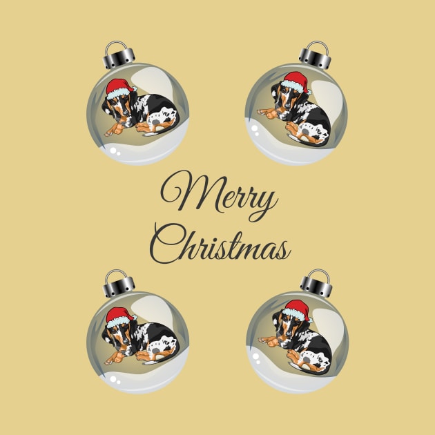 Merry Christmas with Santa Dachshund Dog in Glass Bauble by Seasonal Dogs