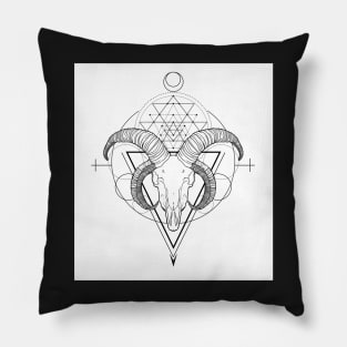 Jacobs Goat Skull Tattoo Design Pillow