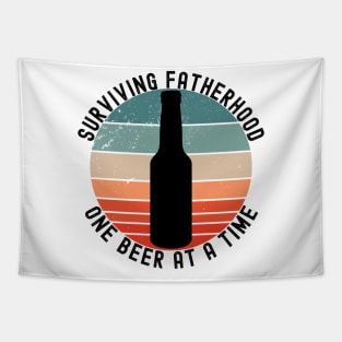 Surviving Fatherhood One Beer At A Time. Funny Dad Life Quote. Tapestry