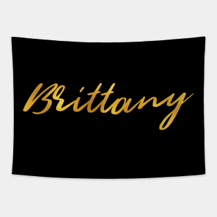 Brittany Name Hand Lettering in Faux Gold Letters Tapestry