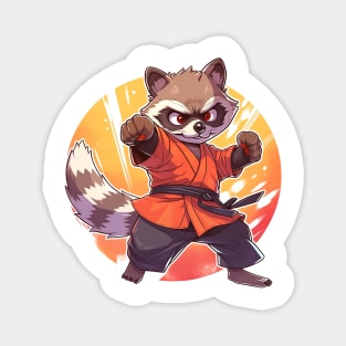 karate raccoon Magnet