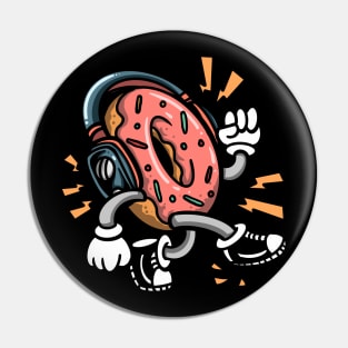 Donut With Headphones Pin