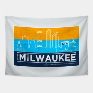 MKE Flag & City Skyline • Milwaukee, WI Tapestry