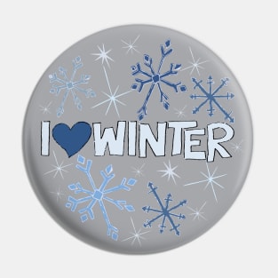 I Heart Winter Illustrated Text with snowflakes Pin