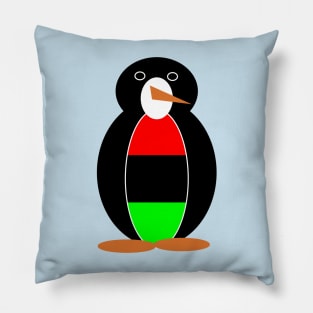 African American Penguin with African Diaspora Flag Pillow