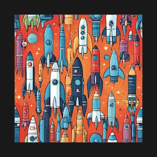 Rocketship Rendezvous: Cartoon Spaceship Spectacle T-Shirt