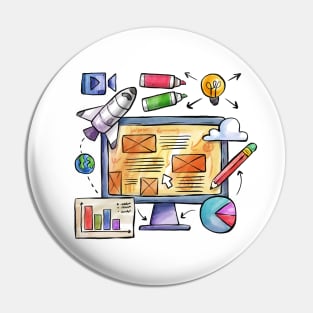 Web Design Watercolor Pin