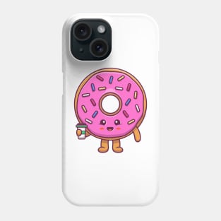 Cute Donut Holding Coffee Phone Case