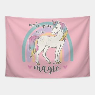 Make Your Own Magic - Rainbow Unicorn Motivational Quote Tapestry