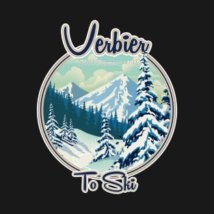 Verbier Switzerland Ski travel logo T-Shirt