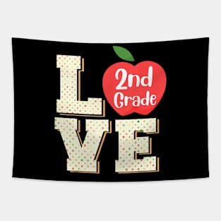 Love 2nd Second Grade TShirt 2nd Grade Student & Teacher Tapestry