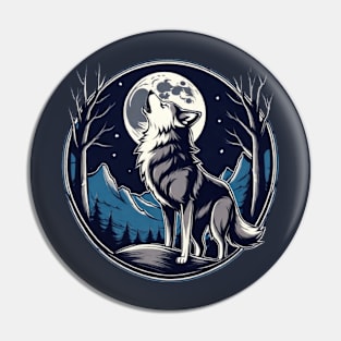 wolf howling Pin