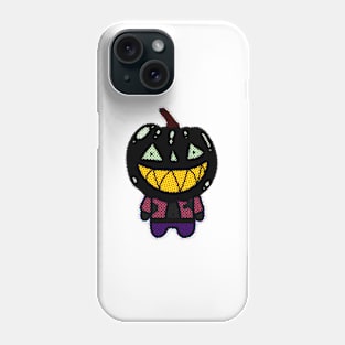 Black Zombie Pumpkin Man of Halloween with Scary Face Phone Case